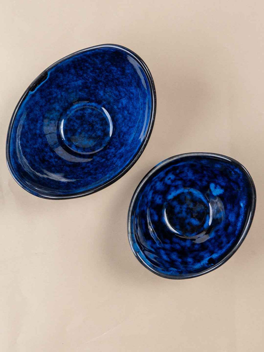 Blue Color Oval-Shaped Kishti Bowl Set | Set of 2