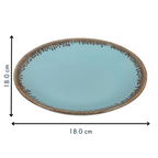 Blue Color Round 7'' Quarter Plate with Brown Drops Border - The Golden Theory