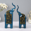 Blue Elephant Statues with Golden Accents - Unique Home Decor - The Golden Theory