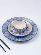 Blue Floral Hand-Painted Ceramic Dinner Set of 22 - The Golden Theory