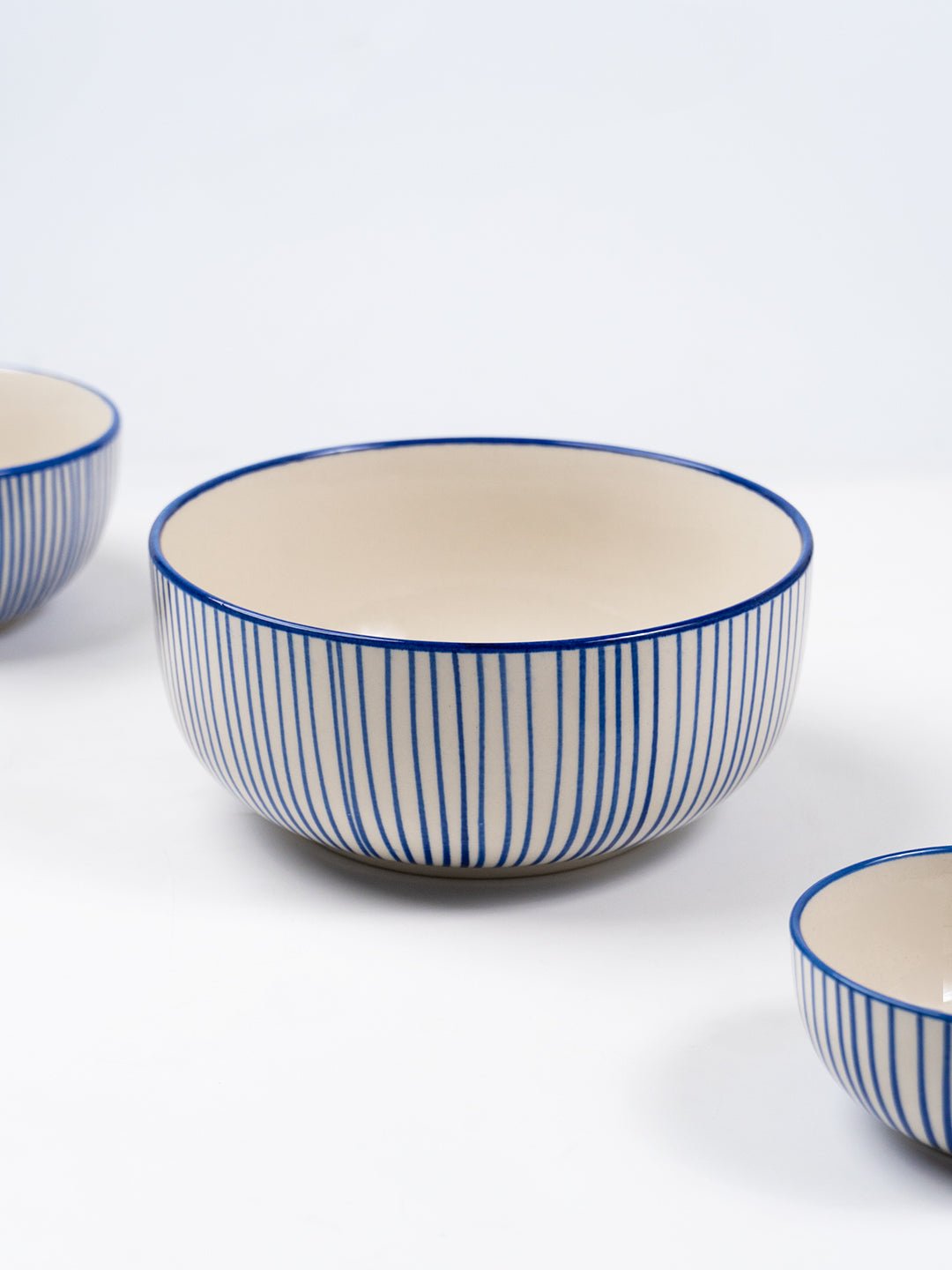 Blue Floral Hand-Painted Ceramic Large Serving Bowl - The Golden Theory Main image