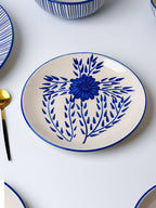 Blue Floral Hand-Painted Ceramic Quarter Plate - The Golden Theory