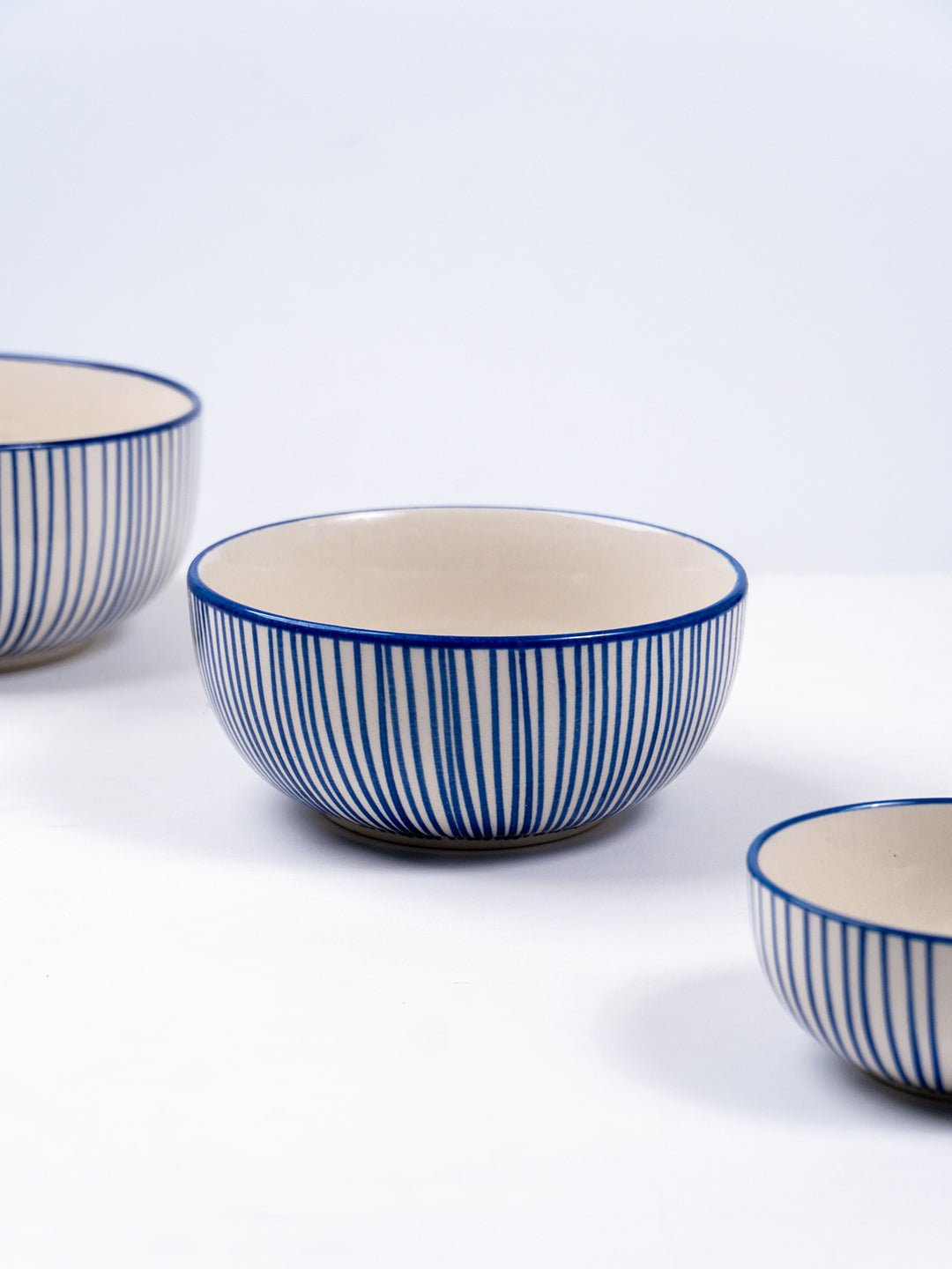 Blue Floral Hand-Painted Ceramic Serving Bowl - The Golden Theory Main image