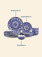 Blue Floral Mandala Design Dinnerware - Set of 18 - The Golden Theory