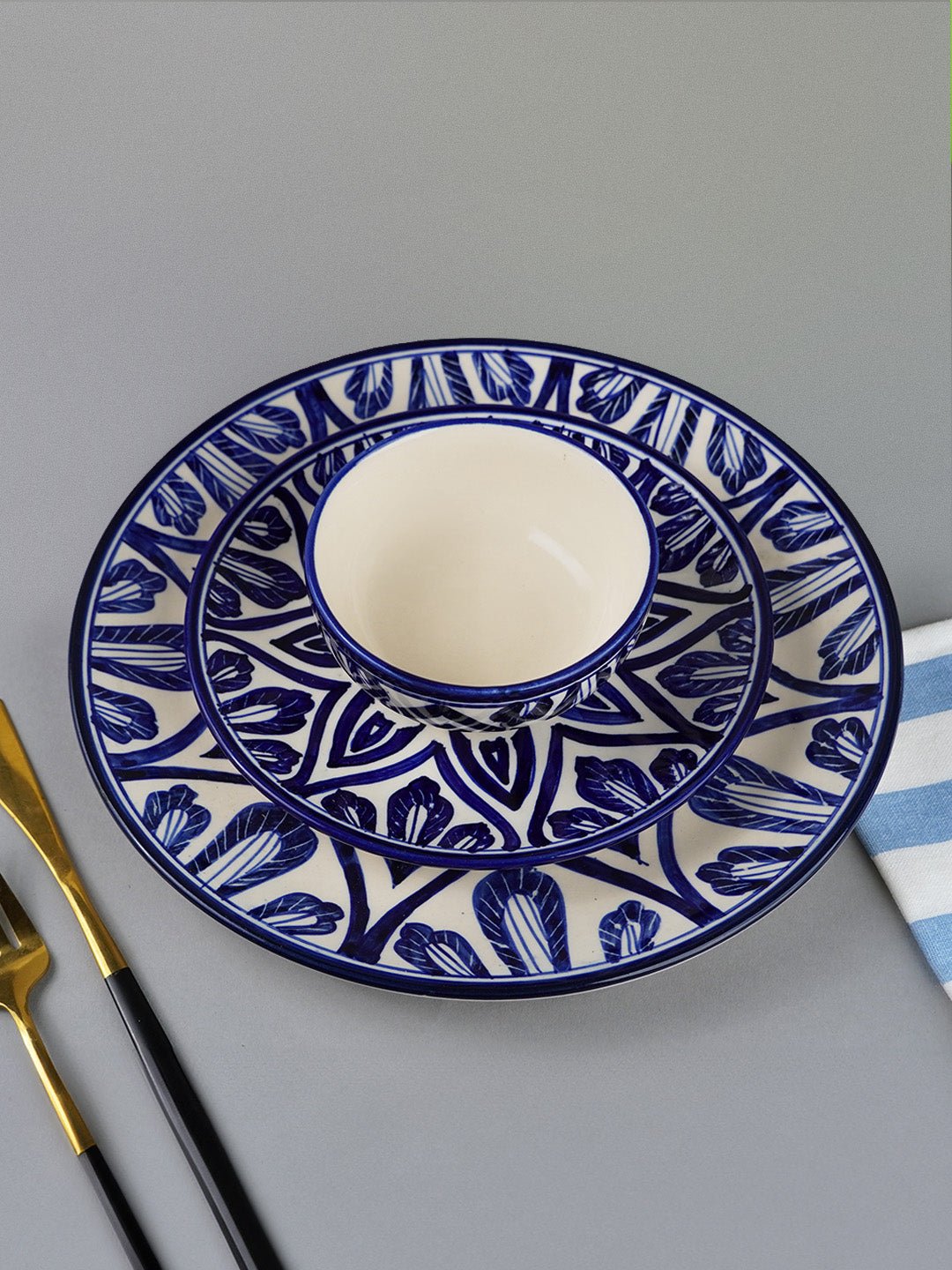 Blue Floral Mandala Design Dinnerware - Set of 18 Secondary image