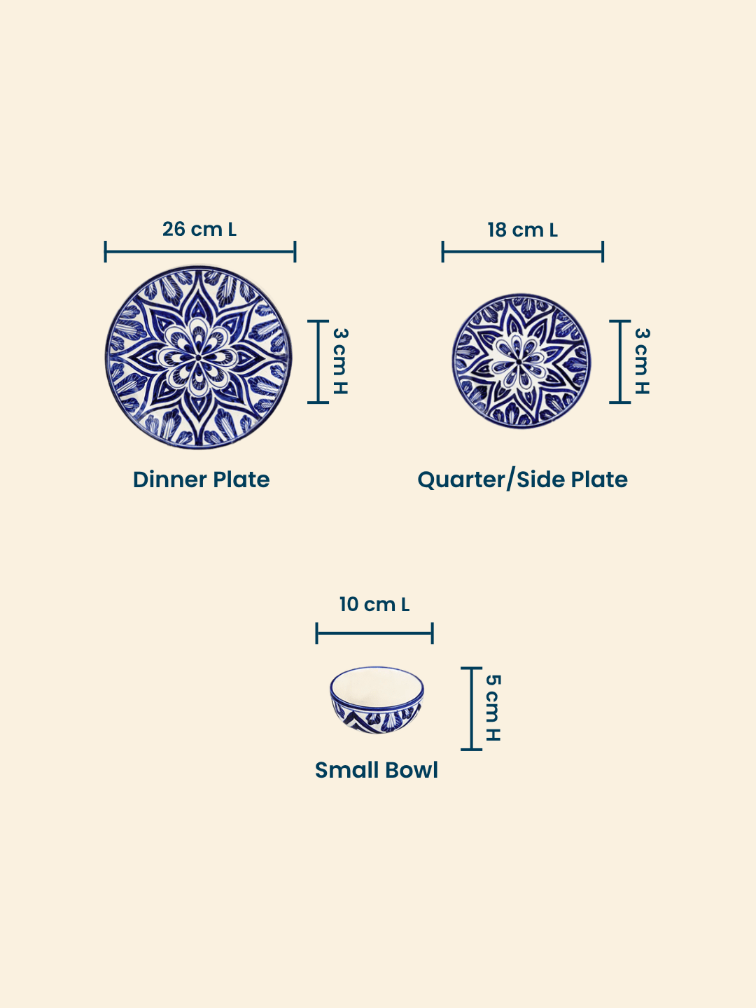 Blue Floral Mandala Design Dinnerware - Set of 18 - The Golden Theory