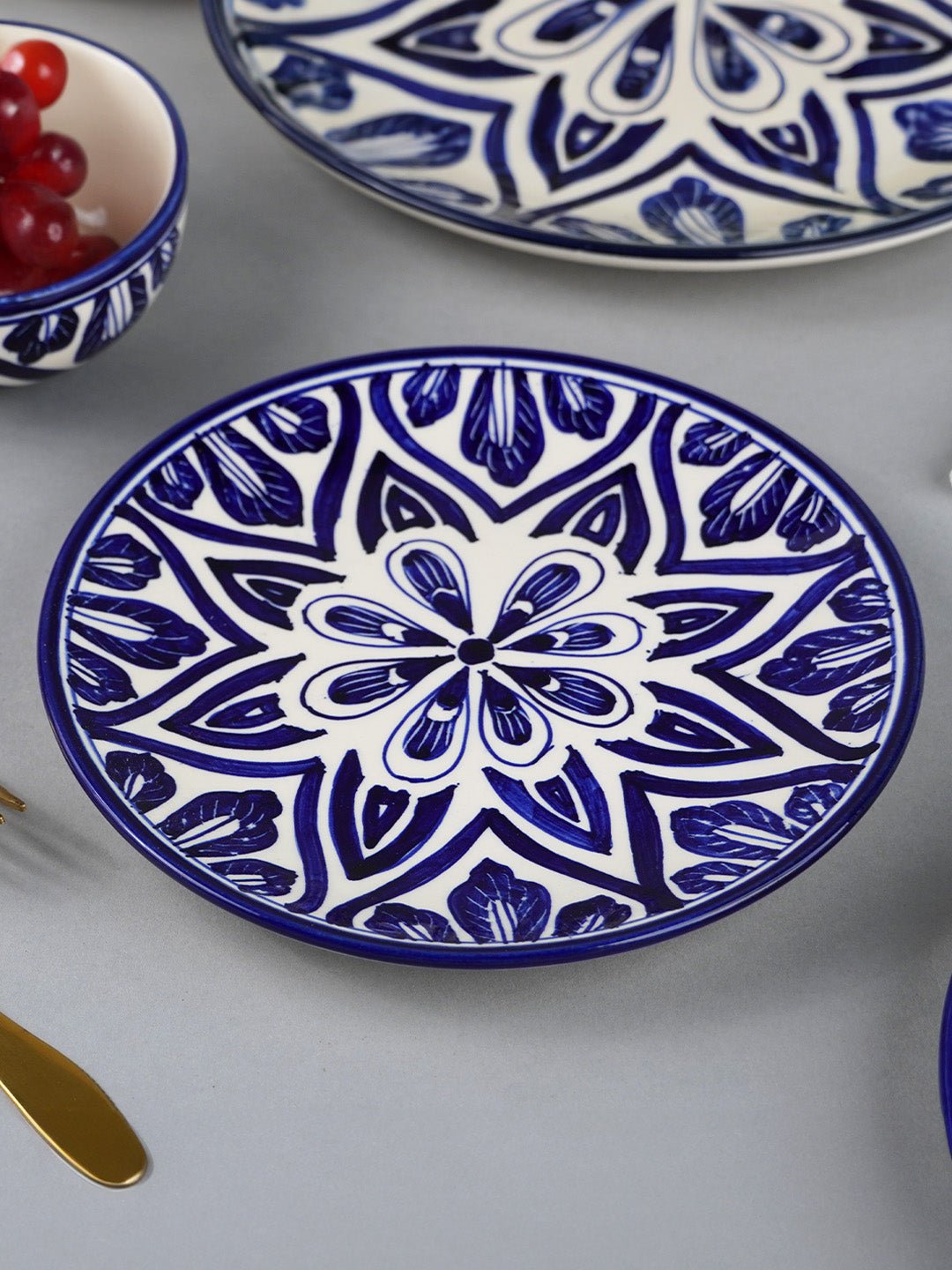 Blue Floral Mandala Design Quarter Plate - The Golden Theory