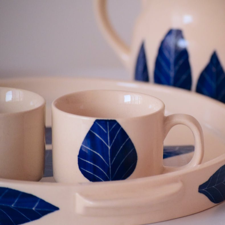 Blue Leaf Morning Tea Set | Set of 6 - The Golden Theory