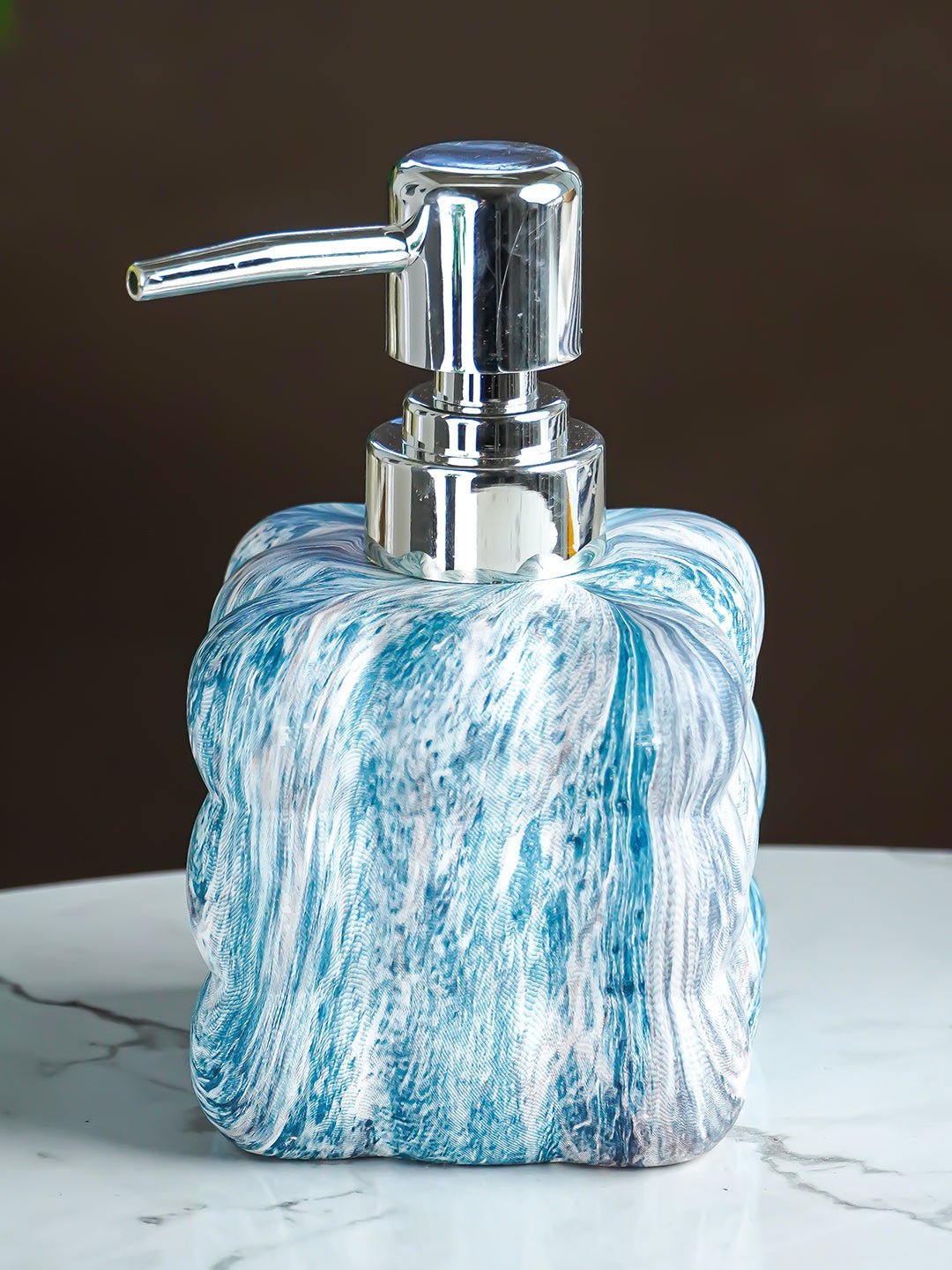 Blue Ocean Swirl Ceramic Soap Dispenser - The Golden Theory