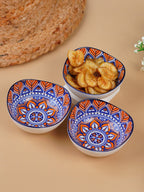 Blue & Orange Blaze Square Ceramic Bowls Set of 3 - The Golden Theory