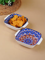 Blue & Orange Nova Square Ceramic Bowls Set of 2 - The Golden Theory