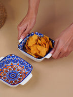 Blue & Orange Nova Square Ceramic Bowls Set of 2 - The Golden Theory