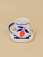 Blue & Orange Print Cup & Saucer - The Golden Theory