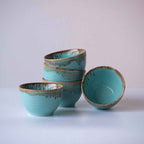 Blue Round-Shaped Small Bowl with Drops Border Design - The Golden Theory