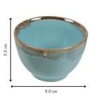Blue Round-Shaped Small Bowl with Drops Border Design - The Golden Theory