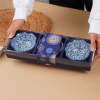 Blue Scallop-Edge Ceramic Bowls Set of 3 - The Golden Theory