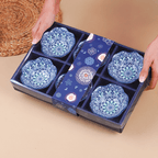 Blue Scallop-Edge Ceramic Bowls Set of 6 - The Golden Theory