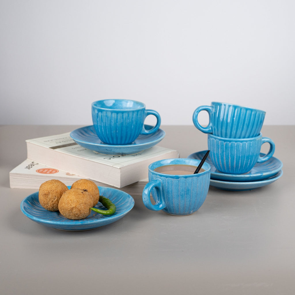 Blue Skies Tea Cup and Saucer | Light Blue - The Golden Theory