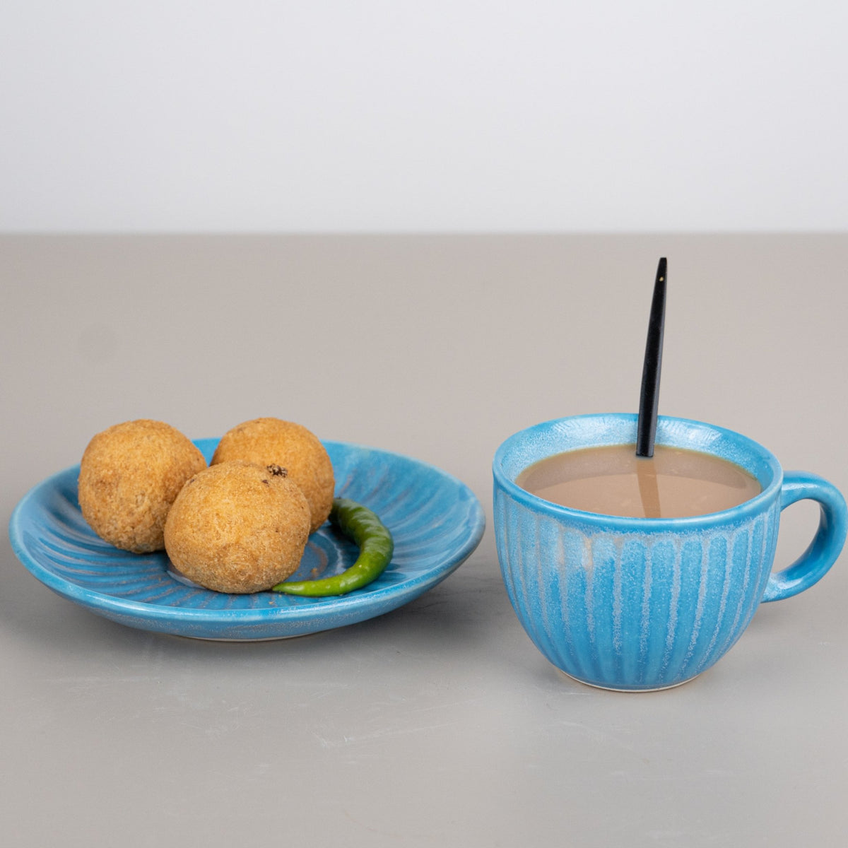 Blue Skies Tea Cup and Saucer | Light Blue - The Golden Theory