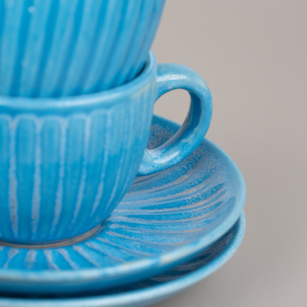 Blue Skies Tea Cup and Saucer | Light Blue - The Golden Theory