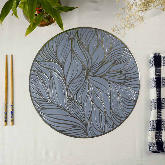 Blue Sleek Table Covering | Set of 2,6 - The Golden Theory Main image