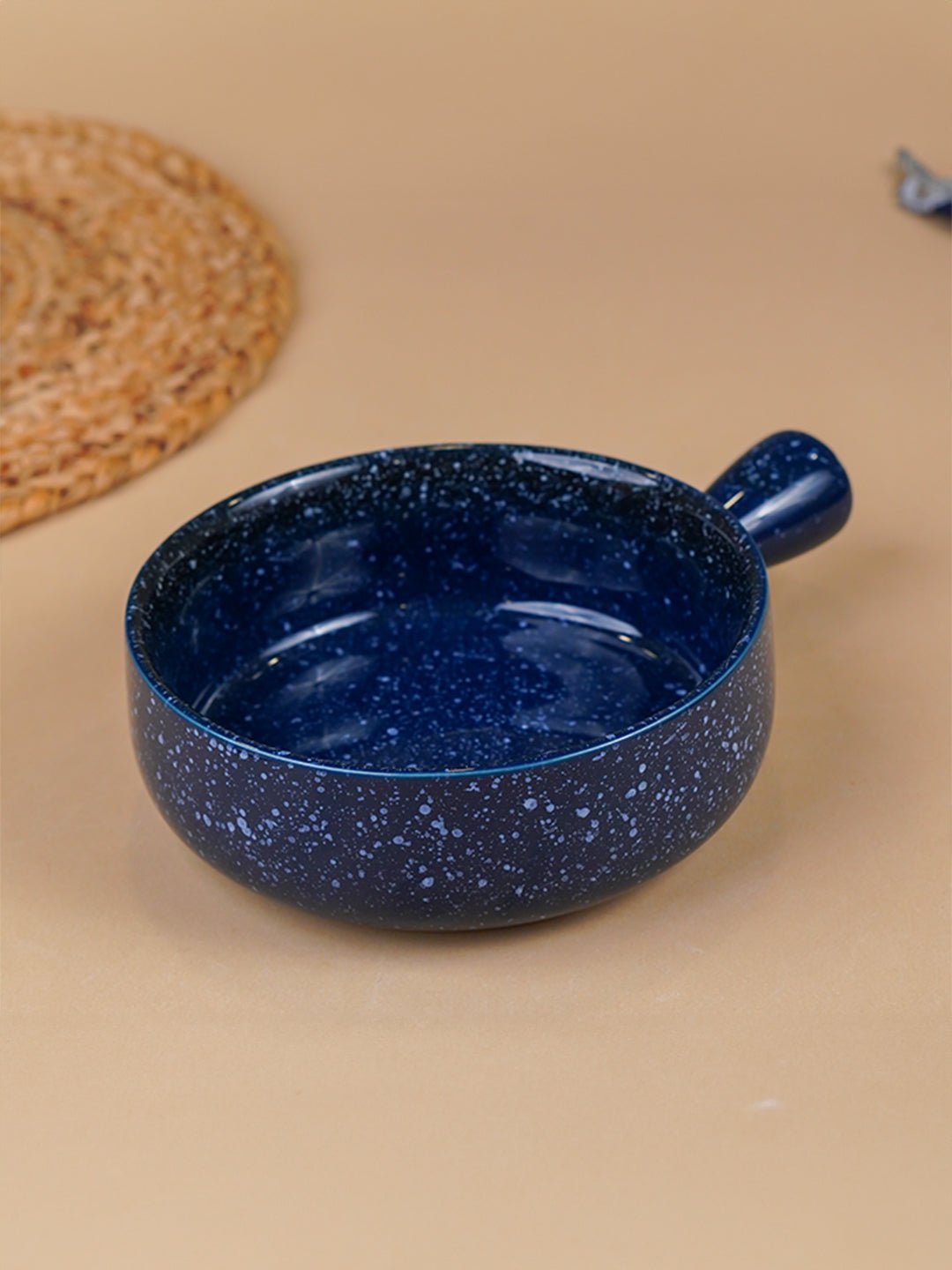 Blue Speckled Ceramic Bowl with Handle - The Golden Theory Main image