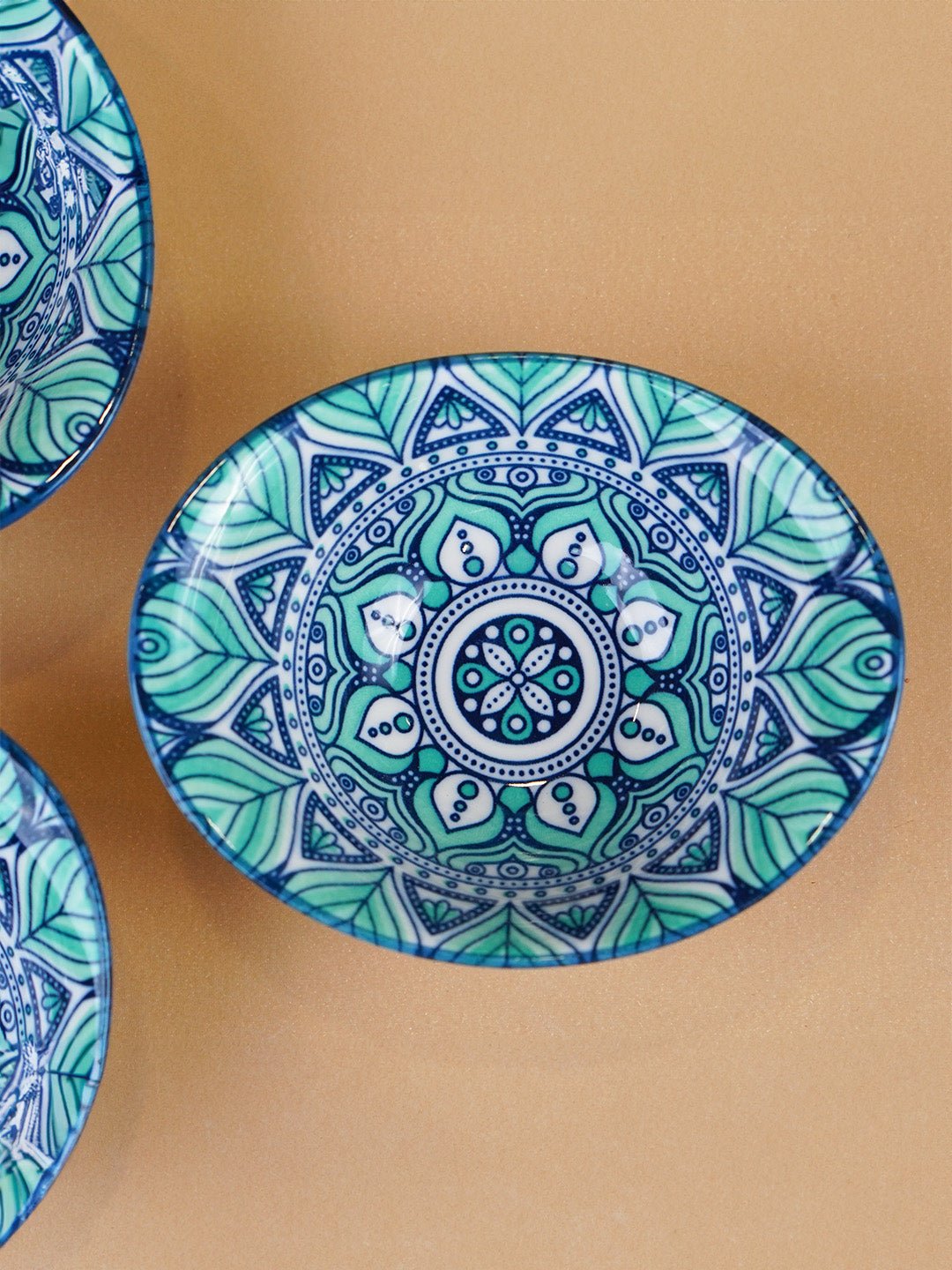 Blue & Teal Lotus Long Ceramic Bowls Set of 3 - The Golden Theory