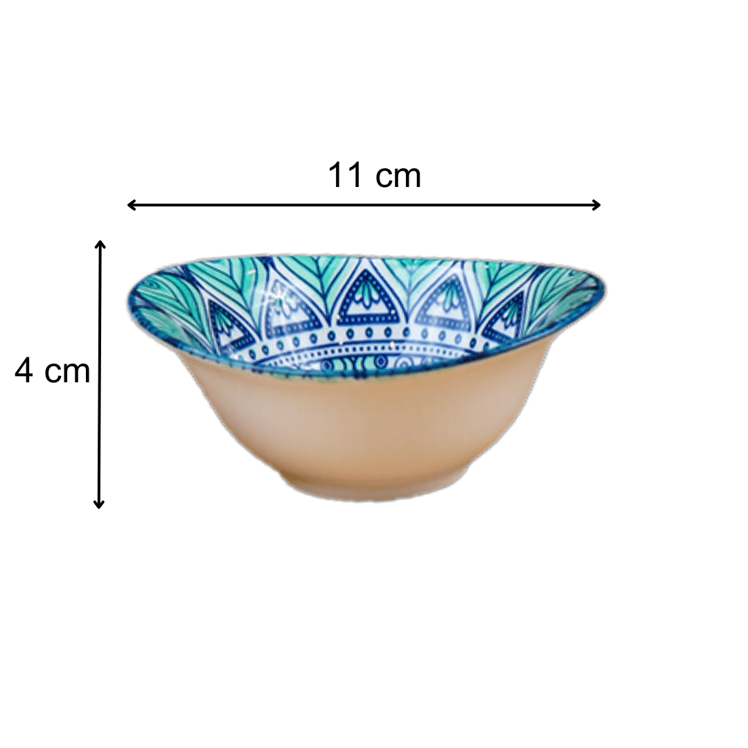 Blue & Teal Lotus Long Ceramic Bowls Set of 3 - The Golden Theory