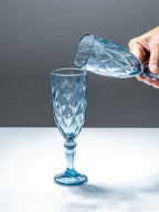 Blue Vintage Textured Glass Goblet Set - Set of 6 - The Golden Theory