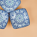 Blue & White Floral Square Ceramic Bowls Set of 3 - The Golden Theory