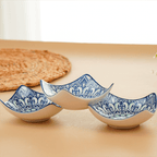 Blue & White Floral Square Ceramic Bowls Set of 3 - The Golden Theory