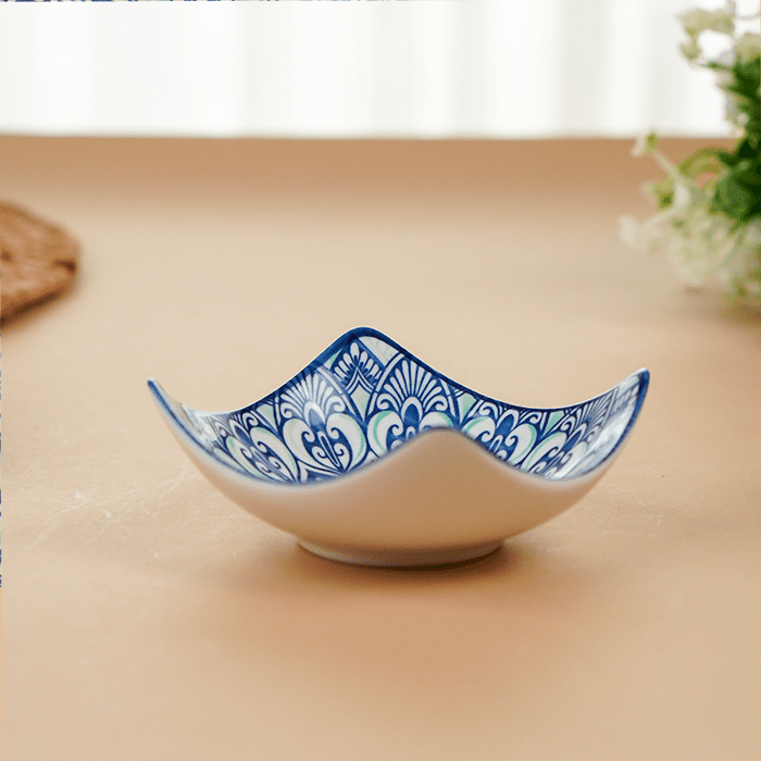 Blue & White Floral Square Ceramic Bowls Set of 3 - The Golden Theory