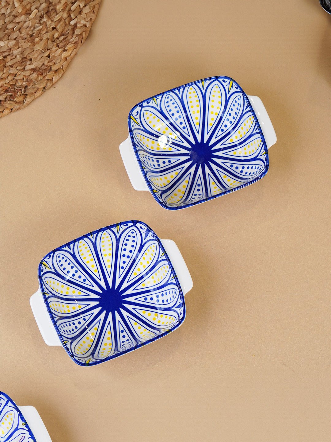 Blue & Yellow Dusk Square Ceramic Bowls Set of 2 - The Golden Theory Main image