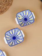 Blue & Yellow Dusk Square Ceramic Bowls Set of 2 - The Golden Theory