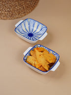 Blue & Yellow Dusk Square Ceramic Bowls Set of 2 - The Golden Theory