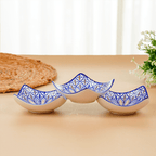 Blue & Yellow Petal-Design Square Ceramic Bowls Set of 3 - The Golden Theory