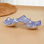 Blue & Yellow Petal-Design Square Ceramic Bowls Set of 3 - The Golden Theory