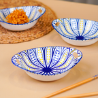 Blue & Yellow Side Handles Ceramic Bowls Set of 3 - The Golden Theory