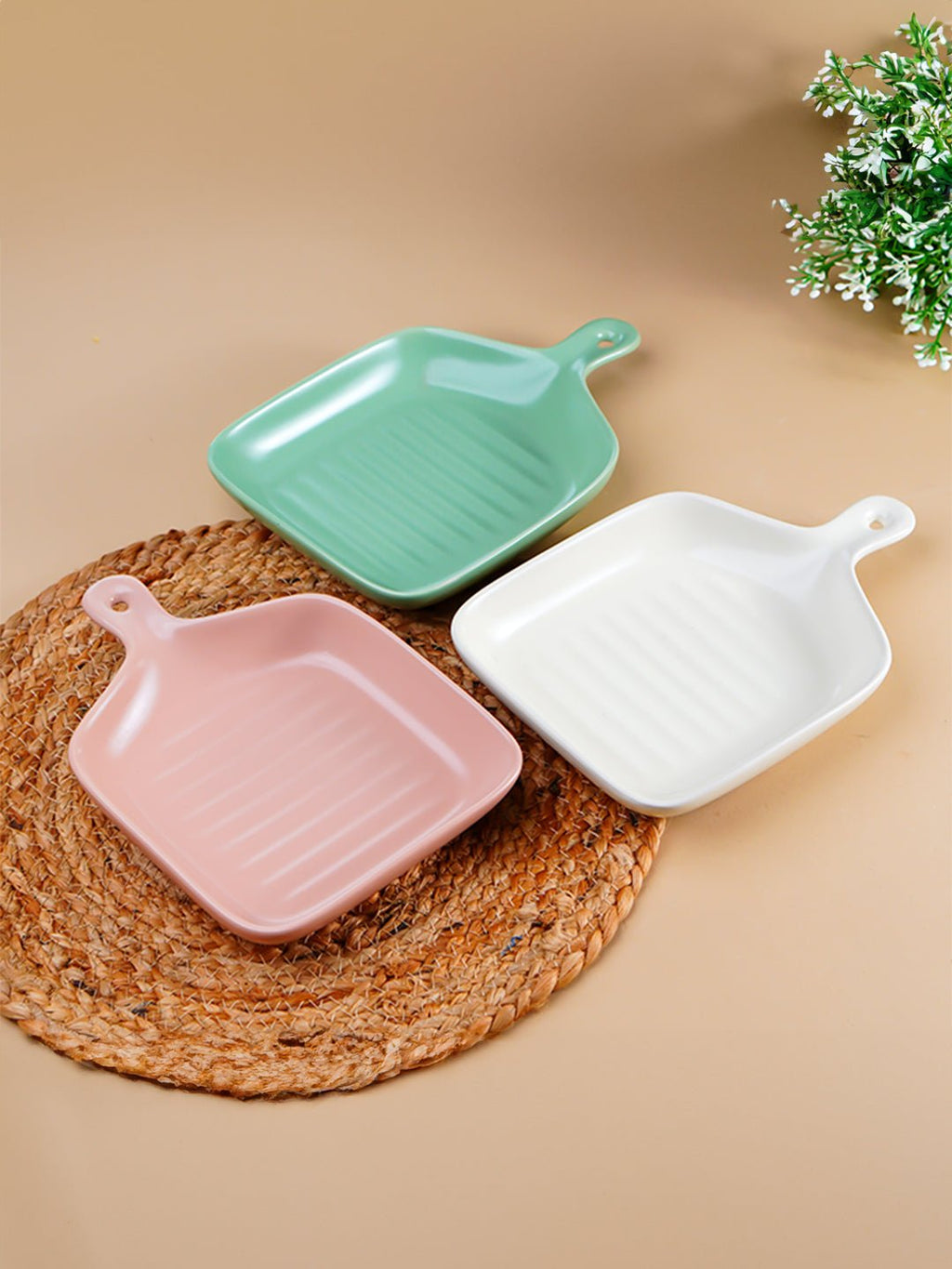 Blush Pink Ceramic Platter with Convenient Handle - The Golden Theory