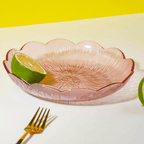 Blush Pink Fluted Glass Plate - Scalloped Edge Serving Dish - The Golden Theory