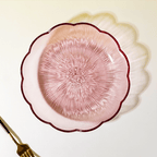 Blush Pink Fluted Glass Plate - Scalloped Edge Serving Dish - The Golden Theory