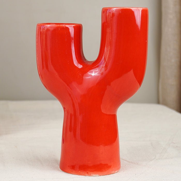 Bold Red Cactus-Inspired Vase - The Golden Theory