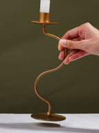 Brass Candle Holder with Curved Stem - The Golden Theory