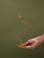 Brass Candle Holder with Curved Stem - The Golden Theory