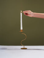 Brass Candle Holder with Curved Stem - The Golden Theory