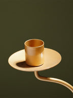 Brass Candle Holder with Curved Stem - The Golden Theory