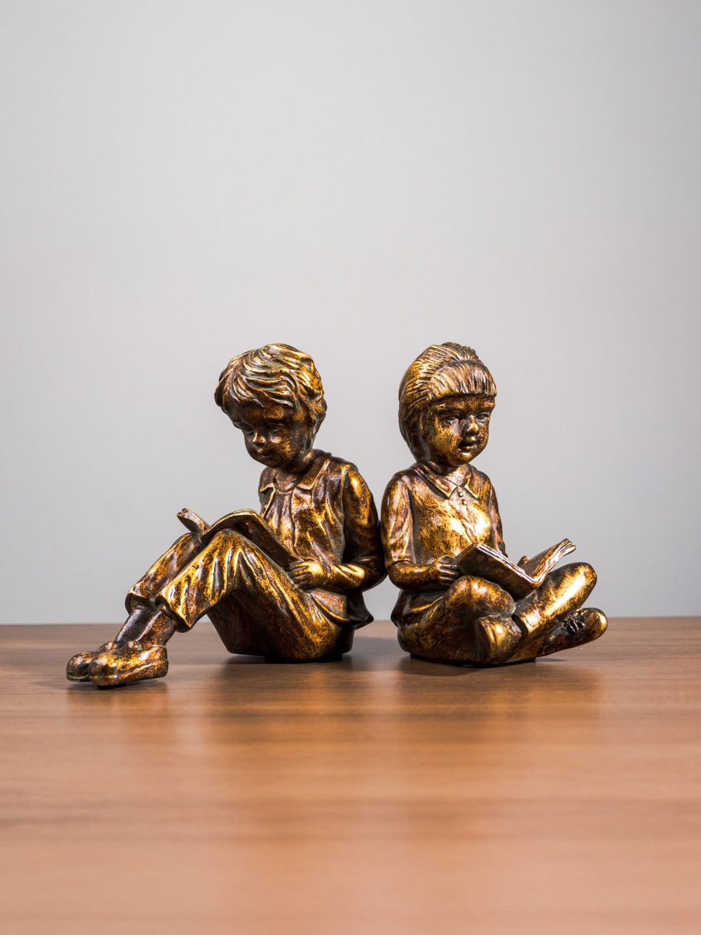 Bronze-Finish Boy & Girl Bookend Set - The Golden Theory
