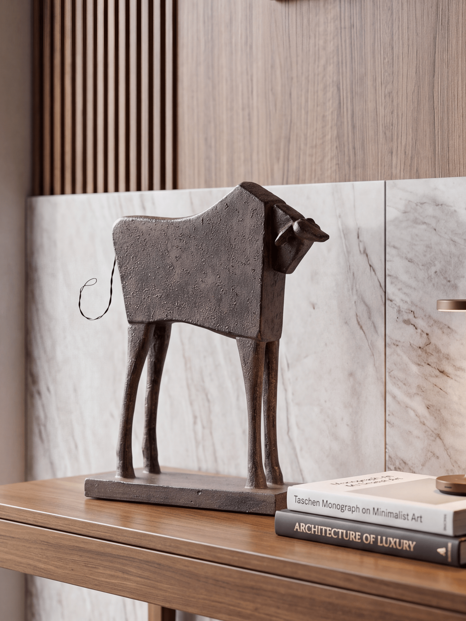 Bronze Finished Abstract Bull Sculpture Secondary image