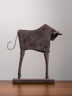 Bronze Finished Abstract Bull Sculpture - The Golden Theory