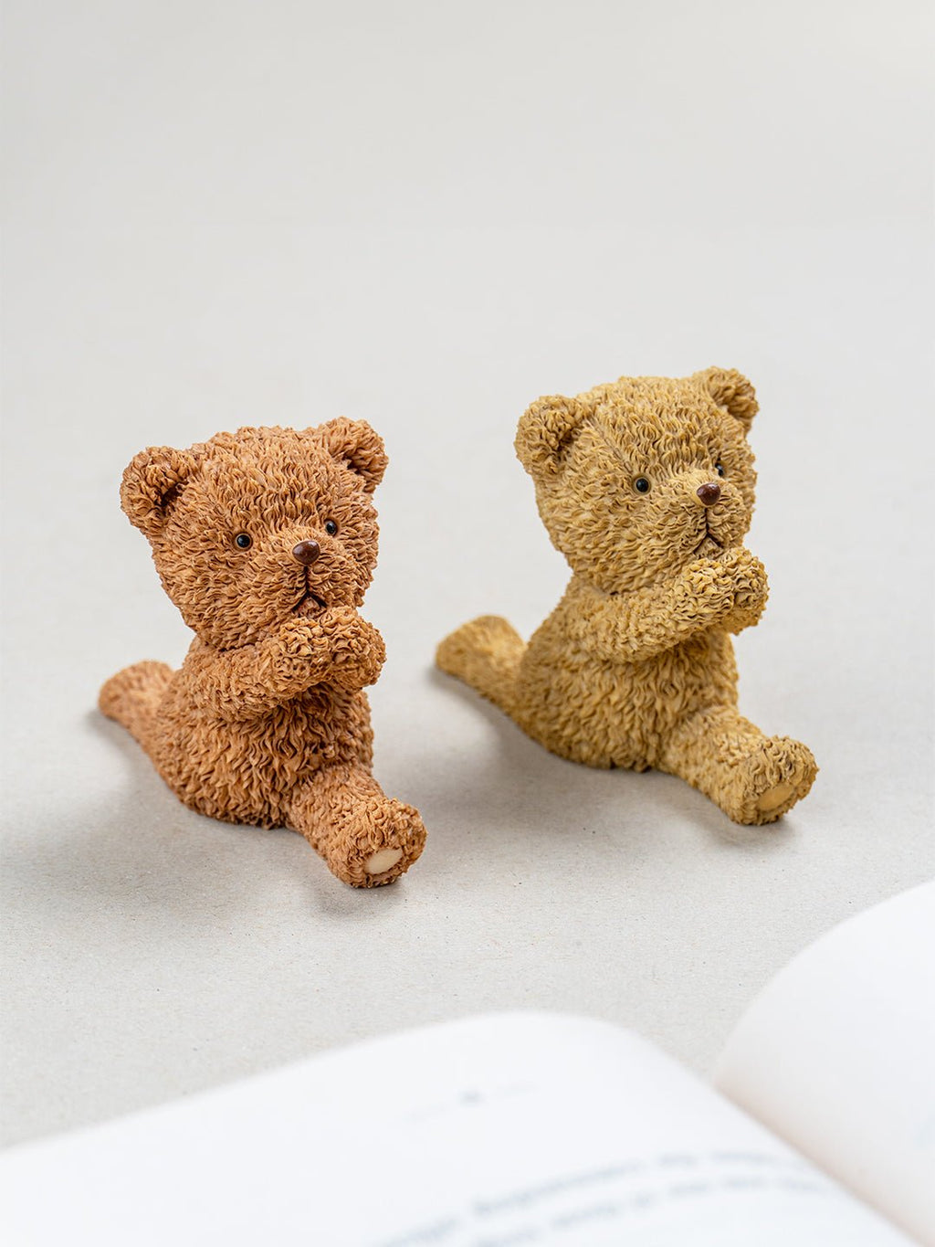 Brown & Beige Yoga Pose Teddy Bear Figurines Set of 2 - The Golden Theory